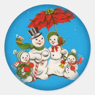 Adesivo Natal vintage Snowman Family Sticker