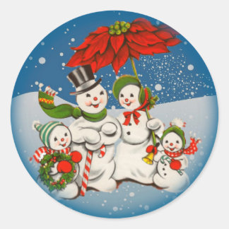 Adesivo Natal vintage Snowman Family Sticker