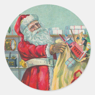 Adesivo Natal vintage, Victorian Papai Noel com brinquedos