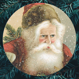 Adesivo Natal vintage, Victorian Papai Noel com pinho