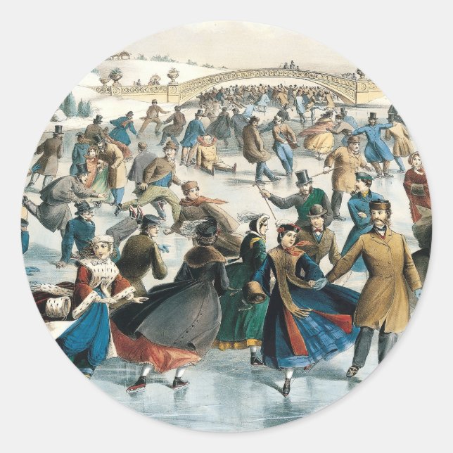 Adesivo Natal Vitoriano Central Park Currier & Ives (Frente)