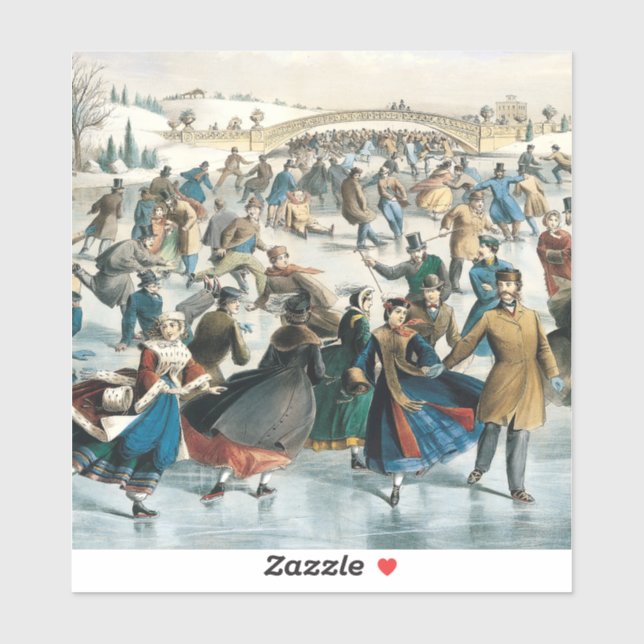 Adesivo Natal Vitoriano Central Park Currier & Ives (Folha)