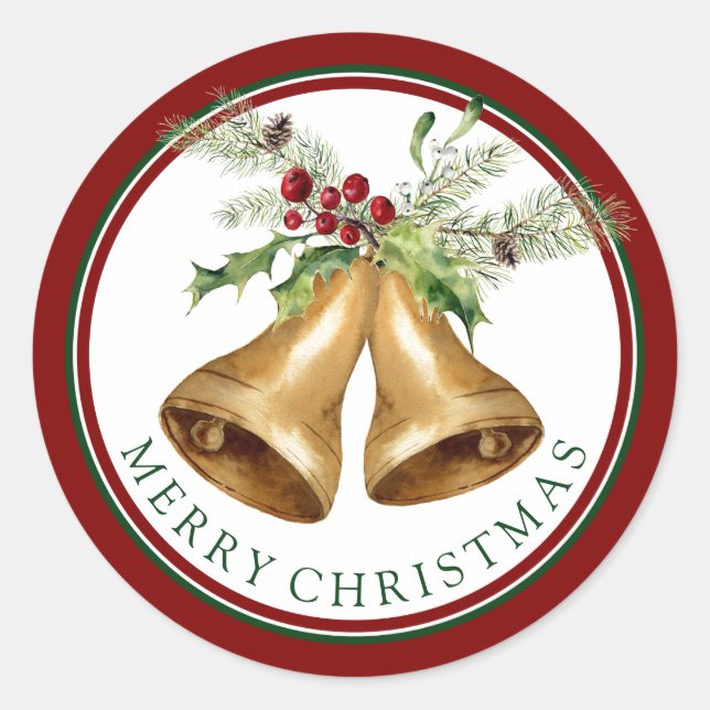 Adesivo Natal | Watercolor - Holly Mistletoe Bells (Frente)