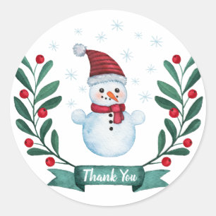 Adesivo Natal Watercolor Snowman Obrigado