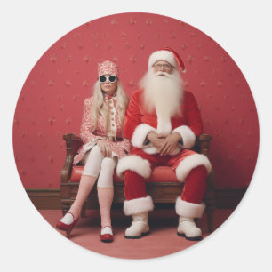 Adesivo Natal Whimsical Duo: Papais noeis e Sra. Claus