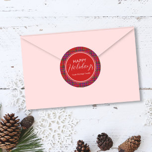Adesivo Natal Xadrez Felizes Festas Nome da Família