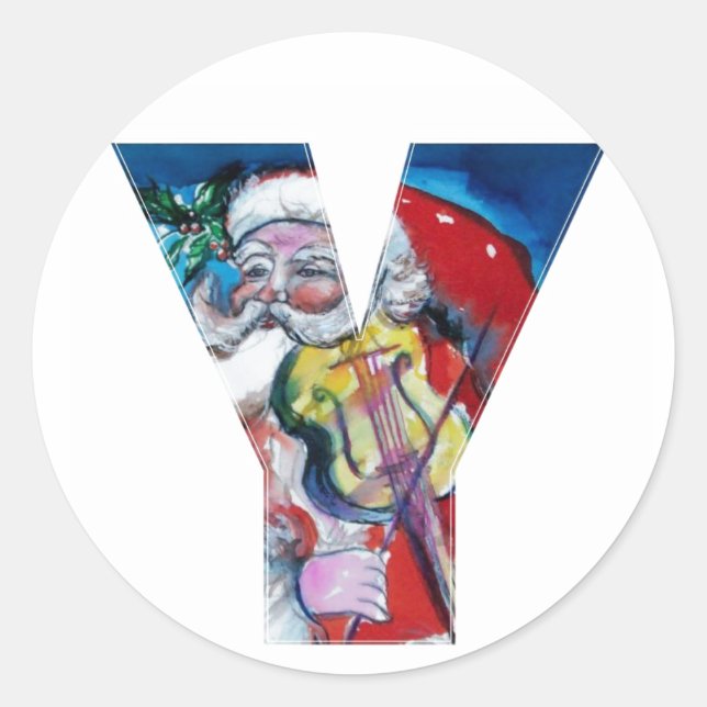 ADESIVO NATAL Y CARTA/PAPAIS NOEIS COM MONOGRAMA DE VIOLIN (Frente)