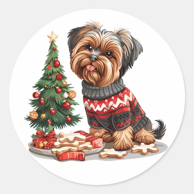 Adesivo Natal Yorkshire Terrier Dogs (Frente)
