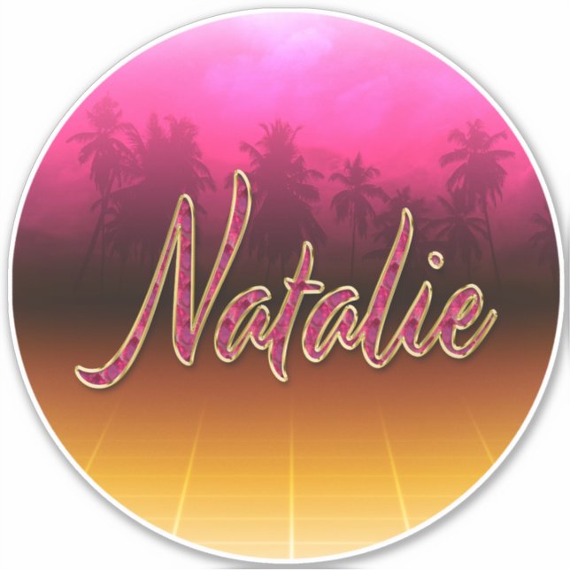 Adesivo Natalie Vorname Name golden pink Aufkleber Sticker (Frente)