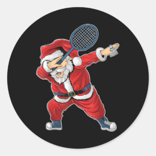 Adesivo Natalina de Badminton Santa Claus Dabbing Com Pete
