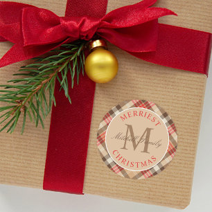 Adesivo Natimais de Natal Tartan Monograma Família