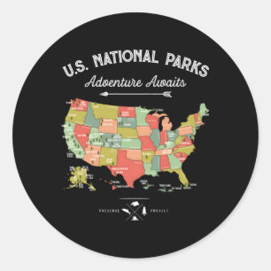 Adesivo National Parks Map 59 Us Camg Hiking