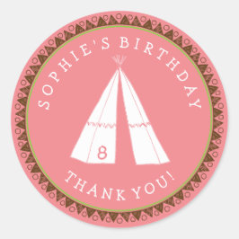 Adesivo Native American Tipi Pink Birthday
