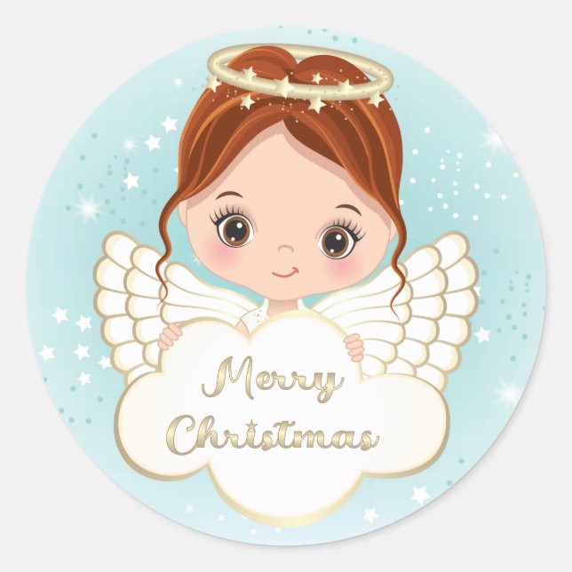 Adesivo Natividade Cute Angel Segurando Cloud Sticker (Frente)