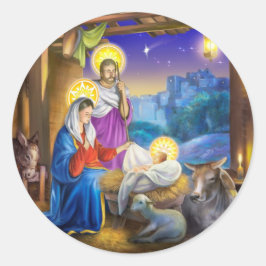 Adesivo Natividade de Jesus com Josef e Mary, vacas, donky