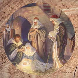 Adesivo Natividade de Natal Vintage, 3 Pastores e Jesus