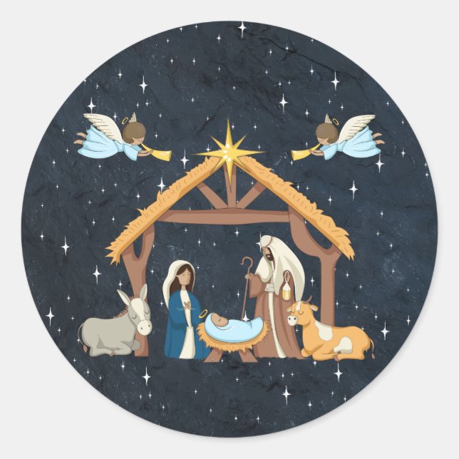 Adesivo Natividade Média Natal de Tom de Pele (Frente)