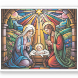 Adesivo Nativity Stained Glass Art – Holy Family Christmas