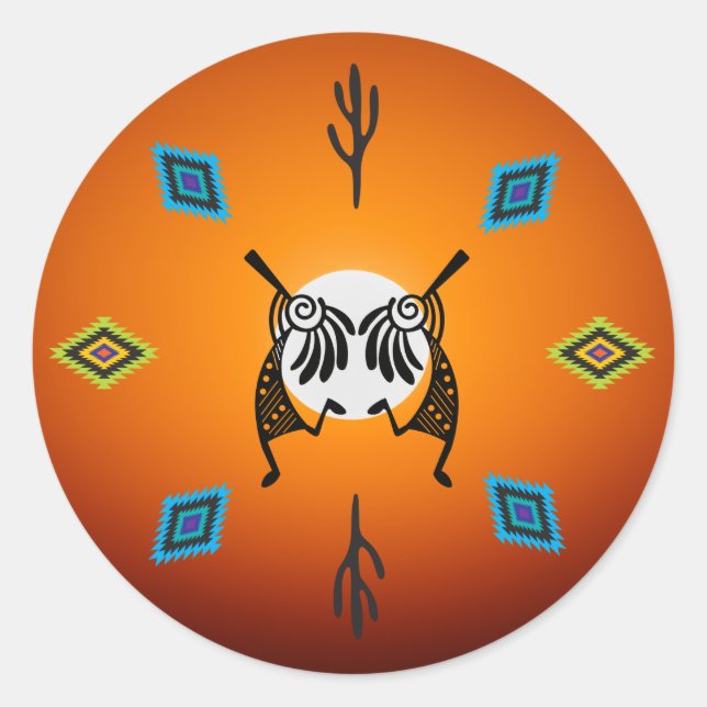 Adesivo Nativo Americano Kokopelli Sun Sudoeste (Frente)