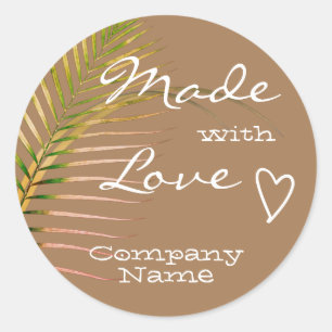 Adesivo Nature Earth Tone Palm Tree Leaf Feita com Amor