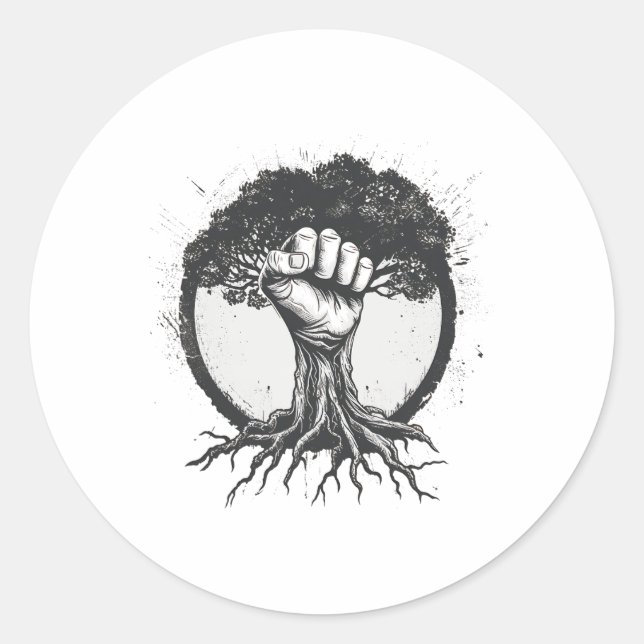 Adesivo Nature Lover Ambiental Fist Tree Roots Eart (Frente)