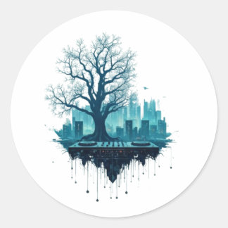 Adesivo Natureza futurística DJ Fusão do som e da Elem