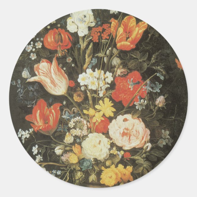 Adesivo Natureza-morta Barroca Vintage Flores em Vaso de M (Frente)