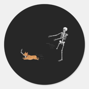 Adesivo Naughn Corgi Dog Diversão Skeleton Halloween