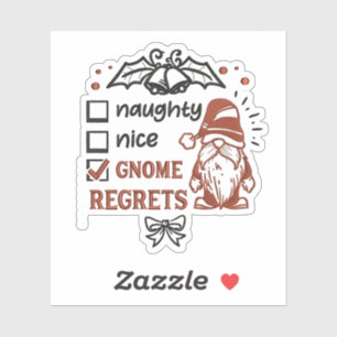 Adesivo Naughn Nice Gnomo Lamenta Gnomies Engraçado XMas