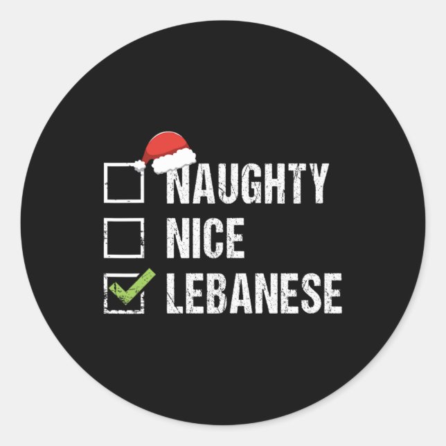 Adesivo Naught Nice Libanês Papai noel presente de Natal (Frente)
