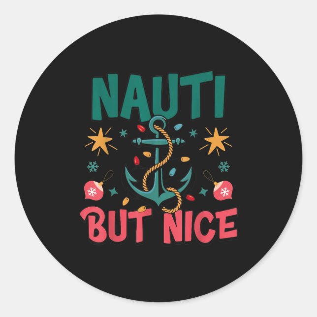 Adesivo Naughty But Nice Funny Nautical Christmas Pun Joke (Frente)