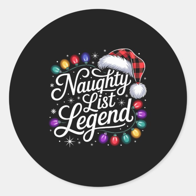 Adesivo Naughty List Legend Xmas Lights Buffalo Plaid Red  (Frente)