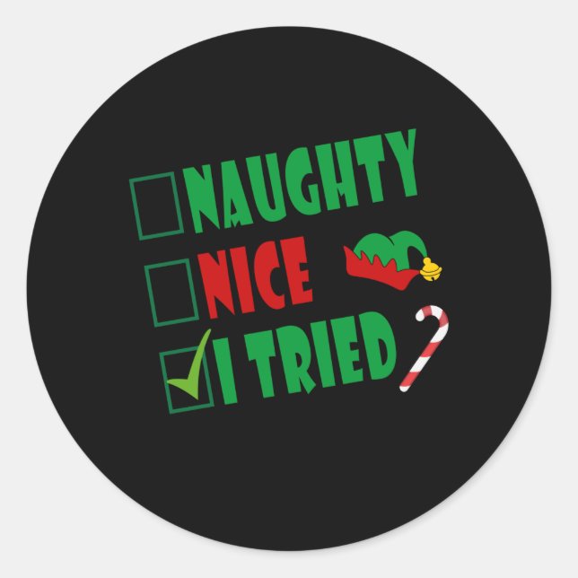Adesivo Naughty  Nice I Tried Funny Santa (Frente)