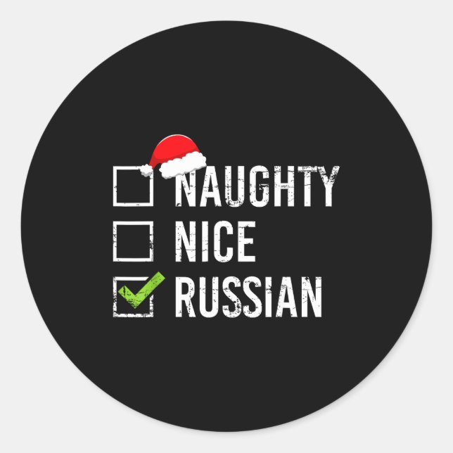 Adesivo Naughty Nice Russian Shirt Santa Funny Russia Chri (Frente)