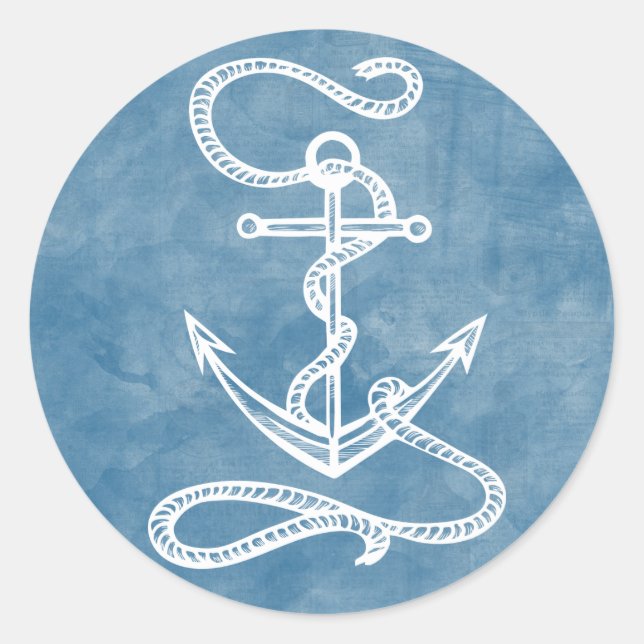 Adesivo Náutica Navio Ancorante Aquarela Azul Oceano Marin (Frente)