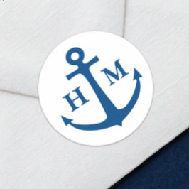 Adesivo Nautical Anchor Monogram Beach Wedding