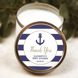 Adesivo Nautical Anchor Navy Baby Shower Thank You Classic