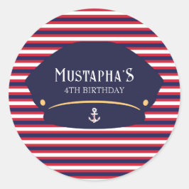 Adesivo Nautical Captain Birthday Red & Navy Stripes