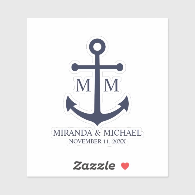 Adesivo Nautical Navy Blue Anchor Wedding (Folha)