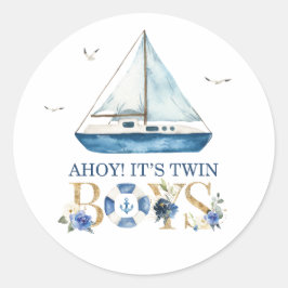 Adesivo Náutico Blue Boat Ahoy É Twin Boys Obrigado