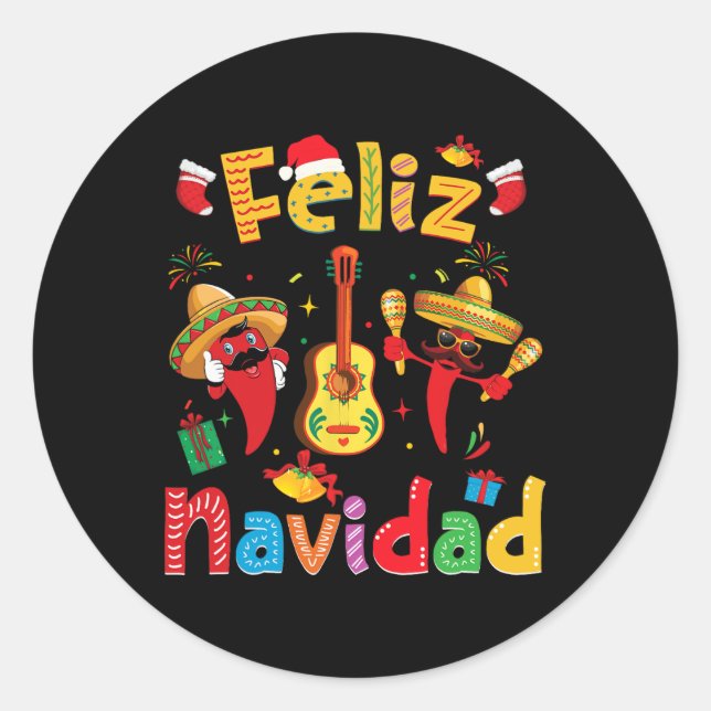 Adesivo Navidad Mexicana Fiesta Hot Pepper Guitar Parte Xm (Frente)