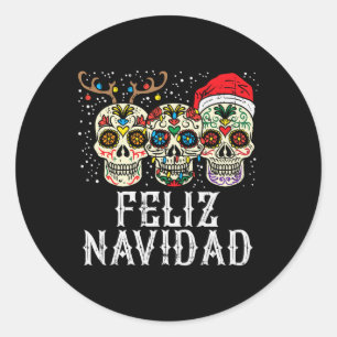 Adesivo Navidad Sugar Skulls Reindeers Papais noeis mexica