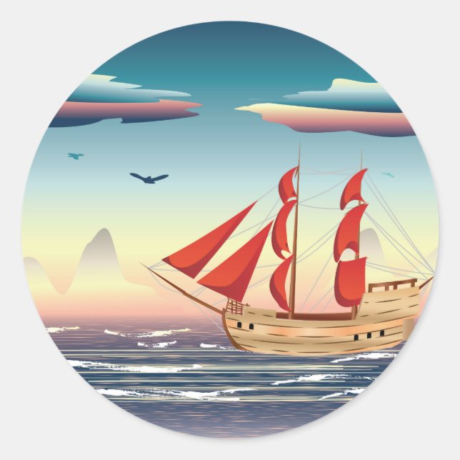 Adesivo Navio à vela no mar 2 (Frente)