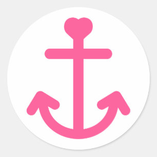 Adesivo Navio de Amor Âncora Rosa e Branco Casamento Náuti