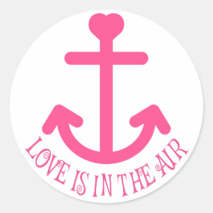 Adesivo Navio de Amor Âncora Rosa e Branco Casamento Náuti