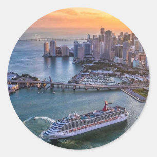 Adesivo Navio de Cruzeiro do Pôr do Sol de Miami & Paisage