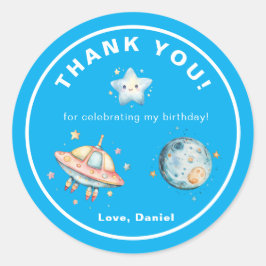 Adesivo Navio De Foguete Obrigado Aniversário Do Espaço Ex