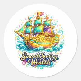 Adesivo Navio do Tesouro Dourado Sticker Redondo Clássico 