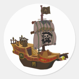 Adesivo Navio Pirata com Bandeira de Caveira