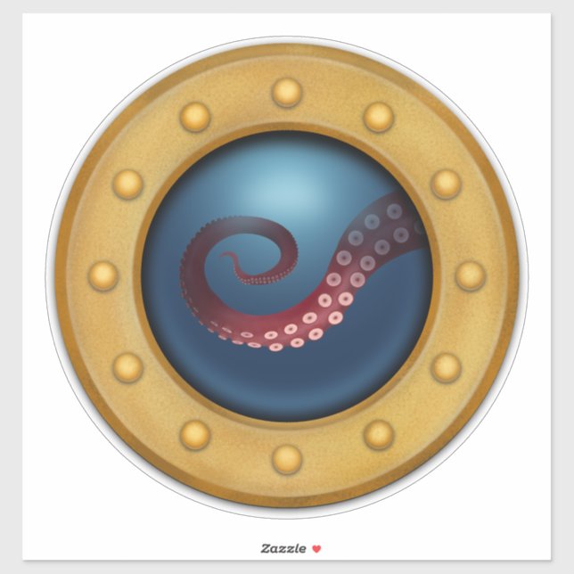 Adesivo Navio Porthole Octopus Kid Sala náutica à vela (Folha)